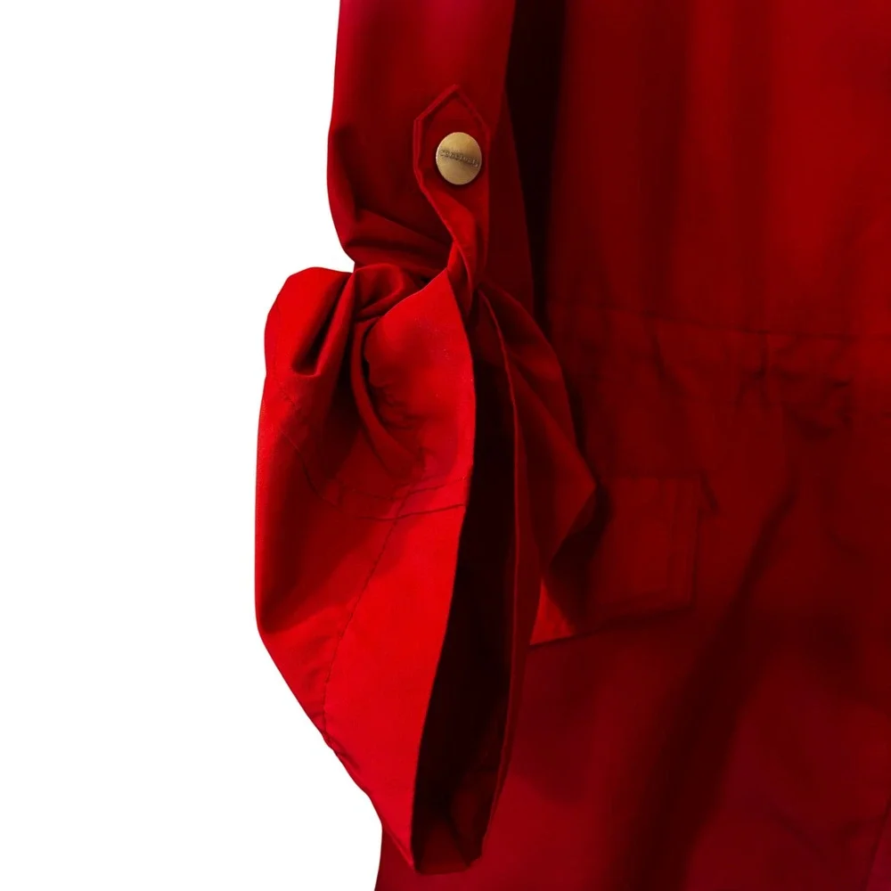Sanctuary‎ Women's Rain Wind Jacket XL Red Zipper Snap Front